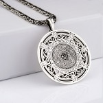 925 Ayar Gümüş Kral Zincirli İslami Hat Sanatlı Madalyon Erkek Kolye
