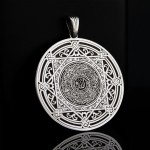 925 Ayar Gümüş Kral Zincirli İslami Hat Sanatlı Madalyon Erkek Kolye