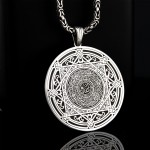 925 Ayar Gümüş Kral Zincirli İslami Hat Sanatlı Madalyon Erkek Kolye