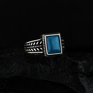 Firuze Taşlı Otantik Gümüş Erkek Yüzük