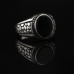 Otantik Siyah Onyx Taşlı Erkek Gümüş Yüzük