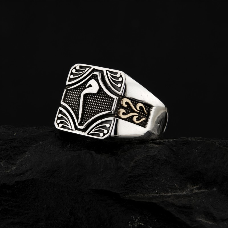 Özel Tasarım 'Mim' Harfli Gümüş Erkek Yüzüğü