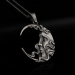 Mistik Ay Yüzü Gümüş Kolye