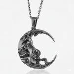 Mistik Ay Yüzü Gümüş Kolye