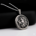 Aslan Başı Detaylı Oksitli Gümüş Kolye