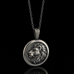 Aslan Başı Detaylı Oksitli Gümüş Kolye