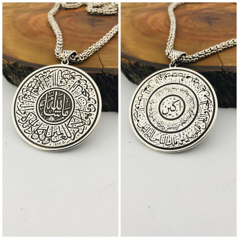 Kişiye Özel İsimli Çift Taraflı Gümüş Madalyon Kolye