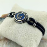 Mavi Mineli Siyah Zirkon Taşlı Hilal Bozkurt Gümüş Erkek Bileklik