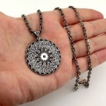 Kişiye Özel Kufi Sanatı Esna ül Hüsna Madalyon Kolye ve 55 cm Zincir