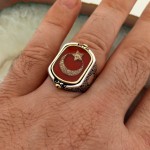 925 Ayar Gümüş Çift Taraflı Ay Yıldız ve Osmanlı Arması Erkek Yüzük
