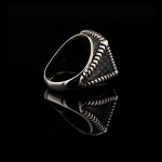 925 Ayar Gümüş Kırmızı Faset Kesim Taşlı Erkek Yüzük | El İşçiliği Özel Tasarım