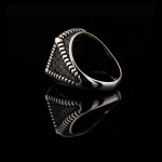 925 Ayar Gümüş Kırmızı Faset Kesim Taşlı Erkek Yüzük | El İşçiliği Özel Tasarım