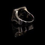 925 Ayar Gümüş Kırmızı Taşlı Başak Desenli Erkek Yüzük