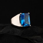 925 Ayar Gümüş Mavi Akuamarin Taşlı Sade Erkek Yüzük 925 Ayar Gümüş Mavi Akuamarin Taşlı Sade Erkek Yüzük