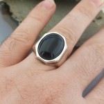 925 Ayar Gümüş Mavi Zirkon Taşlı Sade Erkek Yüzük