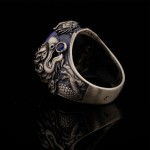 925 Ayar Gümüş Mavi Zirkon Taşlı Ejderha Figürlü Erkek Yüzük