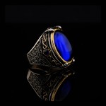 925 Ayar Gümüş Mavi Zirkon Taşlı Kartal Pençesi Detaylı Erkek Yüzük