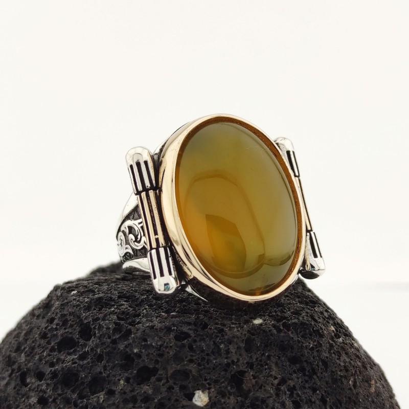 925 K Silver Bal Rengi Yellow Stone-set Men's Ring