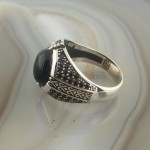 925 Ayar Gümüş Siyah Oniks Taşlı Minimalist Erkek Yüzük