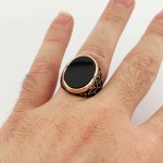 925 Ayar Gümüş Siyah Oniks Oval Taşlı Erkek Yüzük