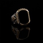 925 Ayar Gümüş Siyah Oniks Taşlı Yanları Ay Yıldız Detaylı Erkek Yüzük