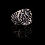 925 Ayar Gümüş Yaprak Desenli Mason Erkek Yüzük