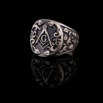 925 Ayar Gümüş Yaprak Desenli Mason Erkek Yüzük