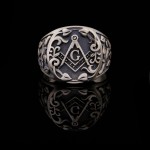 925 Ayar Gümüş Yaprak Desenli Mason Erkek Yüzük