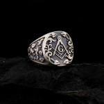 925 Ayar Gümüş Yaprak Desenli Mason Erkek Yüzük