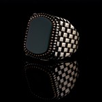 925 Ayar Gümüş Yeşil Akik Taşlı Saat Kordonu Model Erkek Yüzük