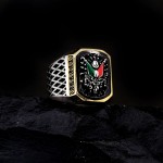 925 Ayar Gümüş Mineli Osmanlı Devlet Armalı Erkek Yüzük