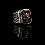 925 Ayar Gümüş Mineli Osmanlı Devlet Armalı Erkek Yüzük