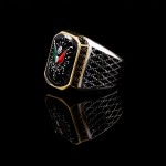 925 Ayar Gümüş Mineli Osmanlı Devlet Armalı Erkek Yüzük