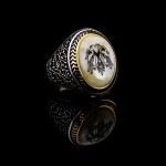 925 Ayar Gümüş Selçuklu Kartalı İşlemeli Sedef Taşlı Erkek Yüzük