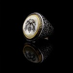 925 Ayar Gümüş Selçuklu Kartalı İşlemeli Sedef Taşlı Erkek Yüzük