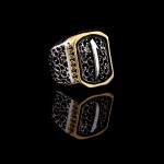 925 Ayar Gümüş Telkari Detaylı Elif İşlemeli Erkek Yüzük