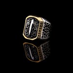 925 Ayar Gümüş Telkari Detaylı Elif İşlemeli Erkek Yüzük