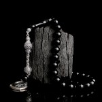 925 Ayar Gümüş Hilal Kurt Model Püsküllü Ateş Kehribar Tesbih