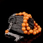 Eskitme Model Sıkma Kehribar Tesbih Ayyıldız Mikro Taşlı 925 Ayar Gümüş Püsküllü