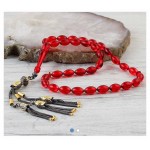 Rodaj Kaplama Gümüş Püsküllü Ateş Kehribar Tesbih