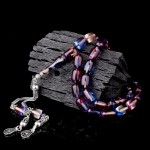 Süzme Renk Kapsül Kesim 925 Ayar Gümüş Püsküllü Ateş Kehribar Tesbih